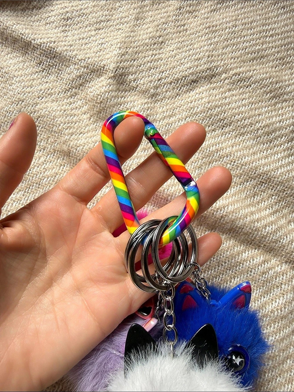 Big Rainbow Striped Key Ring Caribeaner